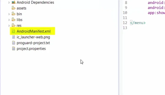 Analisi del file 'AndroidManifest.xml' che contiene le configurazioni e i ruoli dei componenti dell'applicazione.