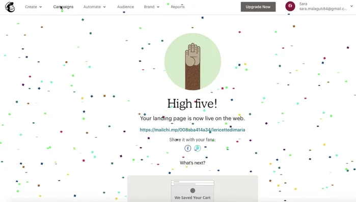 Pubblica la landing page.