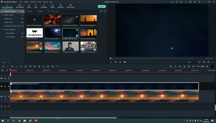 Sovrapporre l'immagine di sostituzione (es. cielo notturno).