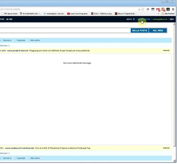 Accedi alle impostazioni dei filtri della tua casella di posta Libero.