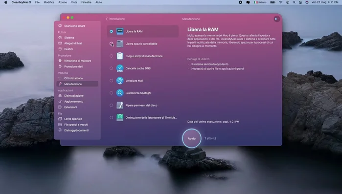 Fai clic su "Libera la RAM".
