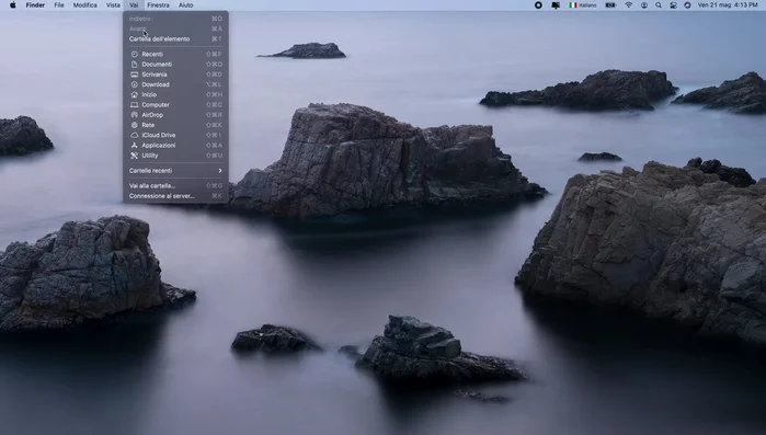 Digita `/Libreria/Caches` e premi Vai.