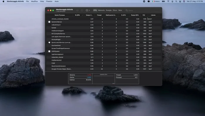 Identifica le app che consumano molta memoria (grafico giallo/rosso).