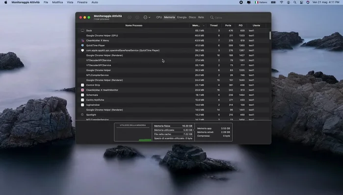 Fai clic sul pulsante "X" in alto a sinistra per forzare la chiusura delle app.