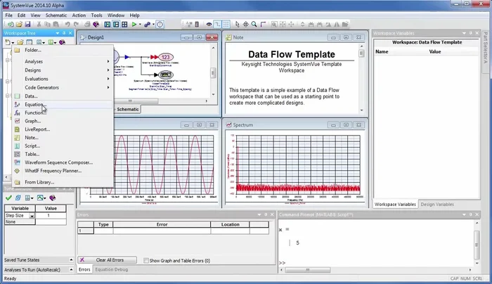Aggiunta di equazioni MATLAB all'albero di lavoro e agli schemi.