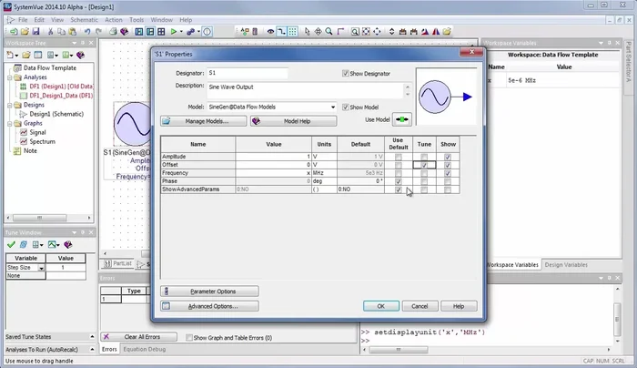 Utilizzo della funzione 'tune' per la sintonizzazione rapida delle variabili.