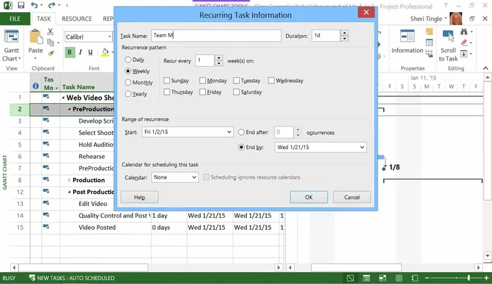 Inserisci il nome dell'attività (es: 'Riunione di pianificazione del team').