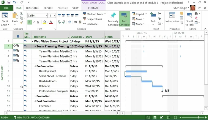 Clicca 'OK'. Il software aggiungerà automaticamente le occorrenze dell'attività ricorrente nel piano di progetto.