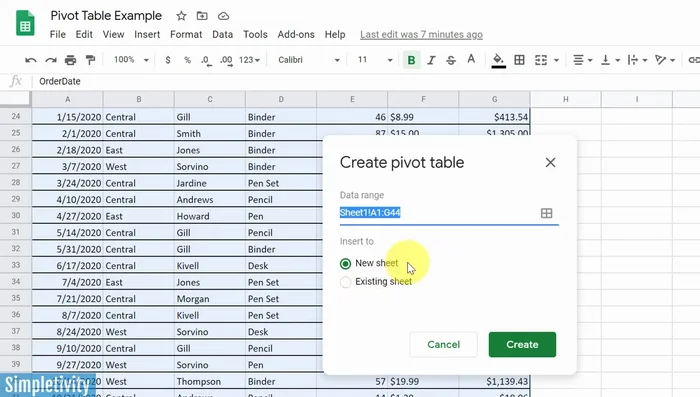 Scegliere se creare la tabella pivot su un nuovo foglio o su quello esistente (si consiglia un nuovo foglio per maggiore spazio).