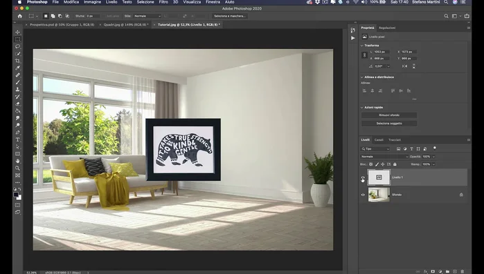 Incollare l'oggetto nel nuovo livello (Comando + V / Ctrl + V).