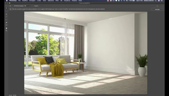 Inserire l'oggetto all'interno del piano prospettico creato dal filtro.