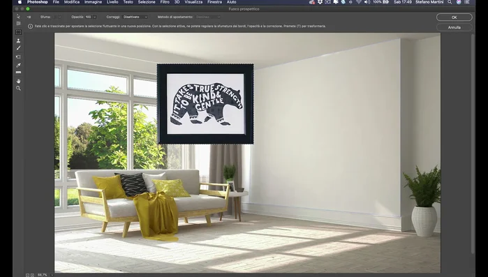 Inserire l'oggetto all'interno del piano prospettico creato dal filtro.