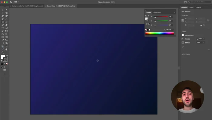 Assegnare a entrambi i cerchi un colore di traccia (azzurro per il cerchio più piccolo, blu scuro per quello più grande), rimuovendo il riempimento.
