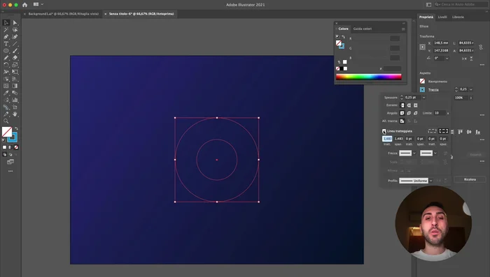 Impostare uno spessore di traccia di 0,25 punti e una linea tratteggiata.