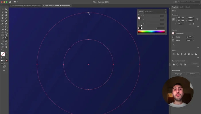 Utilizzare lo strumento Fusione (tasto W) per unire i due cerchi, modificando i passaggi a 80 nella finestra di opzioni.