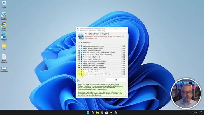 Cliccare su "Go" per iniziare la riparazione.