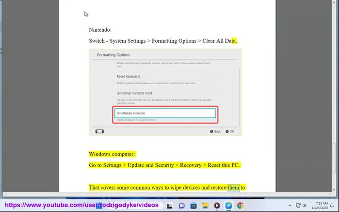 Computer Windows: Vai su Impostazioni, Aggiornamento e sicurezza, Ripristina questo PC.