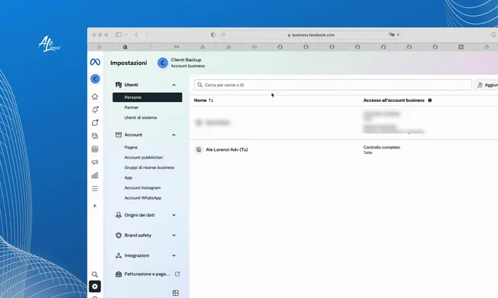 Verifica di essere nel Business Manager corretto