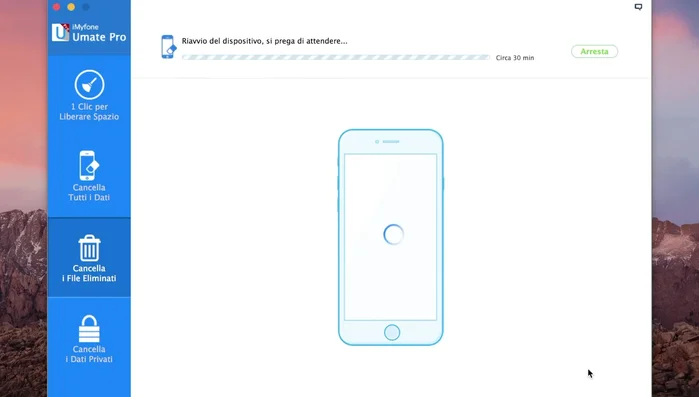 Attendi il completamento del processo di cancellazione. Ricorda che potrebbe essere lento (95.68).