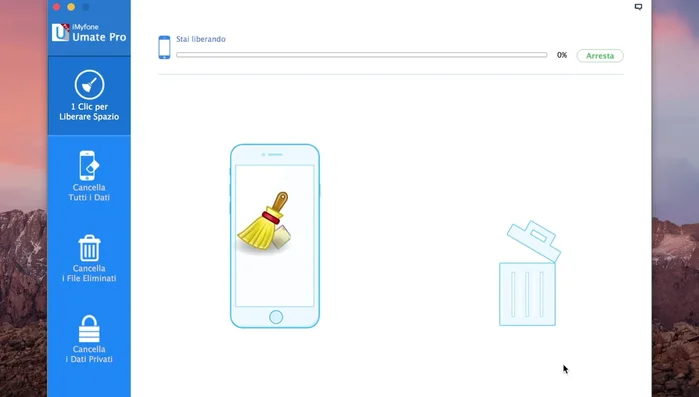 Se scegli la modalità di pulizia, il software eseguirà una scansione del dispositivo e ti mostrerà un riepilogo dei file da eliminare (34.559). Seleziona i file e procedi con l'eliminazione.