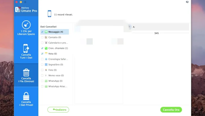 Se scegli la cancellazione completa, assicurati di disattivare “Trova il mio iPhone” e i backup crittografati (136.92). Il software cancellerà tutti i dati in modo permanente (71.119).