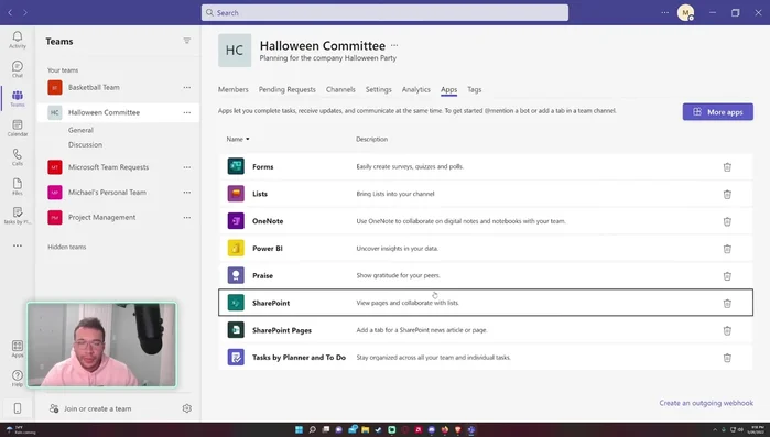 Aggiungi e configura app necessarie per il team.