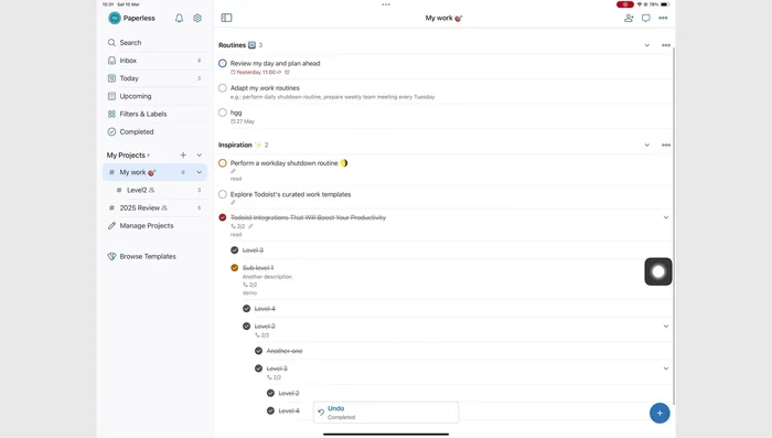 Analisi della gestione delle attività completate (barrate).