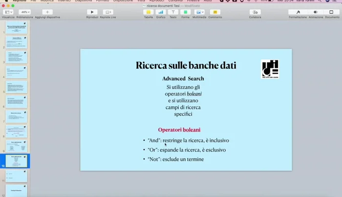 Utilizzare gli operatori booleani (AND, OR, NOT) per affinare la ricerca.