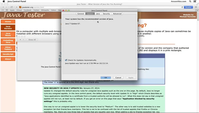 Nella finestra del pannello di controllo Java, clicca su "Aggiorna" per assicurarti di avere l'ultima versione di Java.