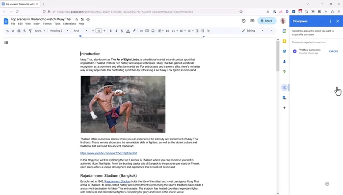 Assicurarsi di aver collegato il proprio account Webflow.