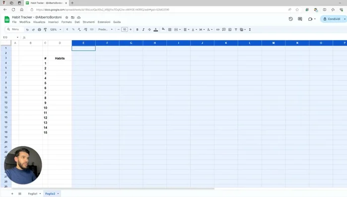 Aggiungi i giorni della settimana come intestazioni delle colonne.