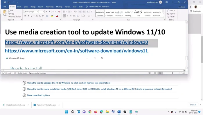 Seguire le istruzioni per aggiornare Windows alla versione più recente. Per Windows 11, scaricare il file ISO e poi eseguire il file di installazione.