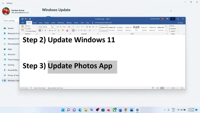Aprire il Microsoft Store, cliccare su Libreria, poi su Ottieni aggiornamenti e aggiornare l'app Foto.