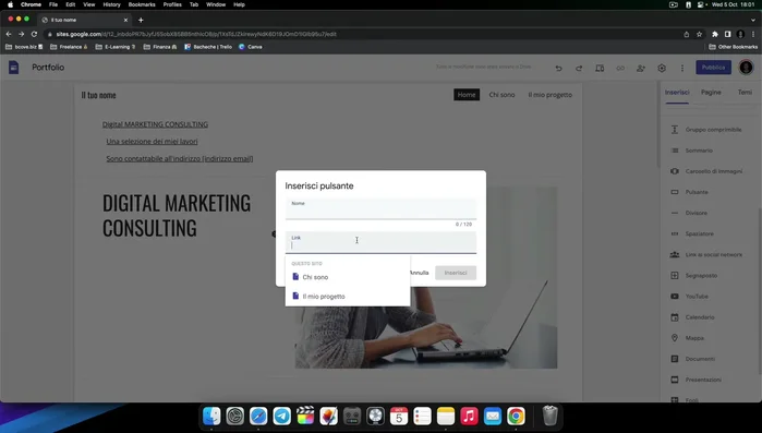 Aggiungi elementi aggiuntivi: gruppi comprimibili, sommario, carosello immagini, pulsanti Call to Action, spaziatori, link social, segnaposto, Google Maps, ecc.
