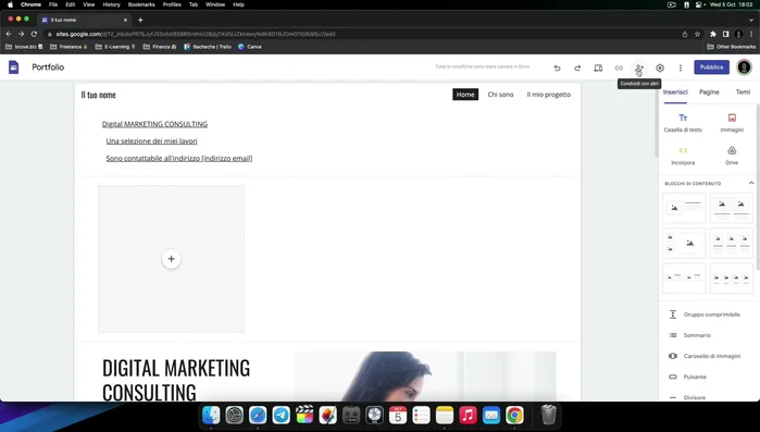 Condividi il sito web con altri collaboratori.