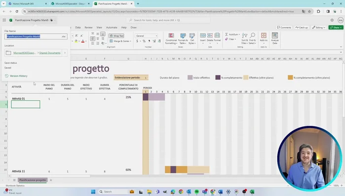Selezionare 'Version History' o 'Cronologia versioni'.