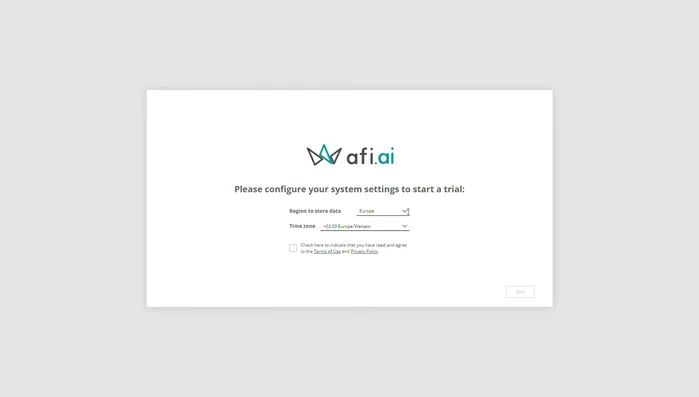 Seleziona la posizione di archiviazione dei dati e il fuso orario.