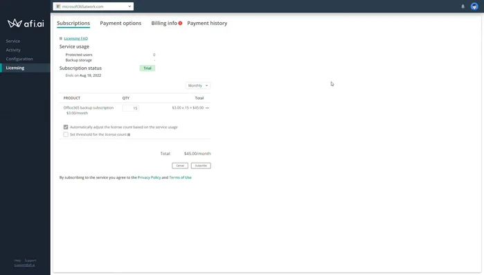 Configura la tua licenza di prova (4 settimane gratuite).