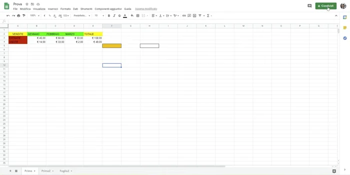 Condivisione del documento: condividere il documento con altre persone tramite email, impostando i permessi di accesso (visualizzazione, modifica).