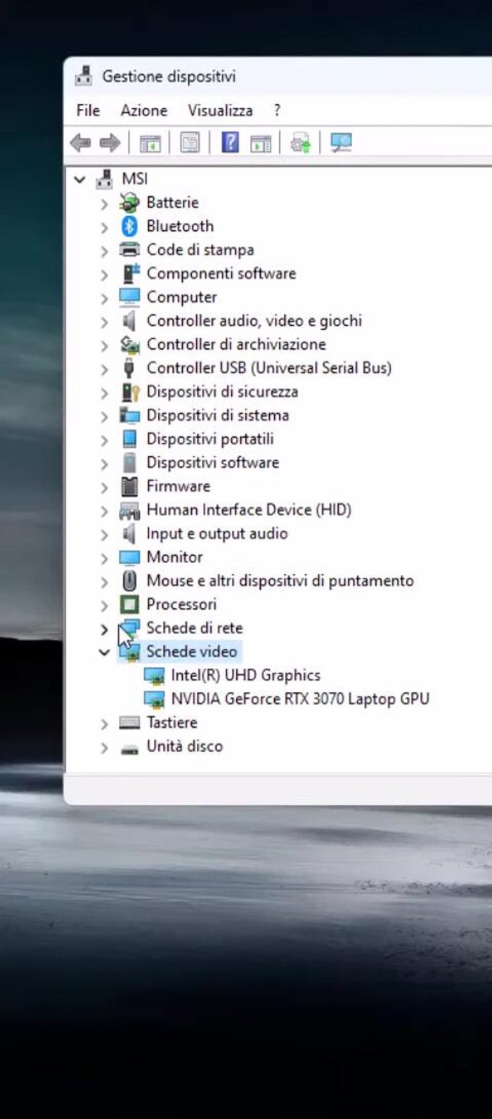 Fare clic con il tasto destro sulla scheda video e selezionare "Proprietà".