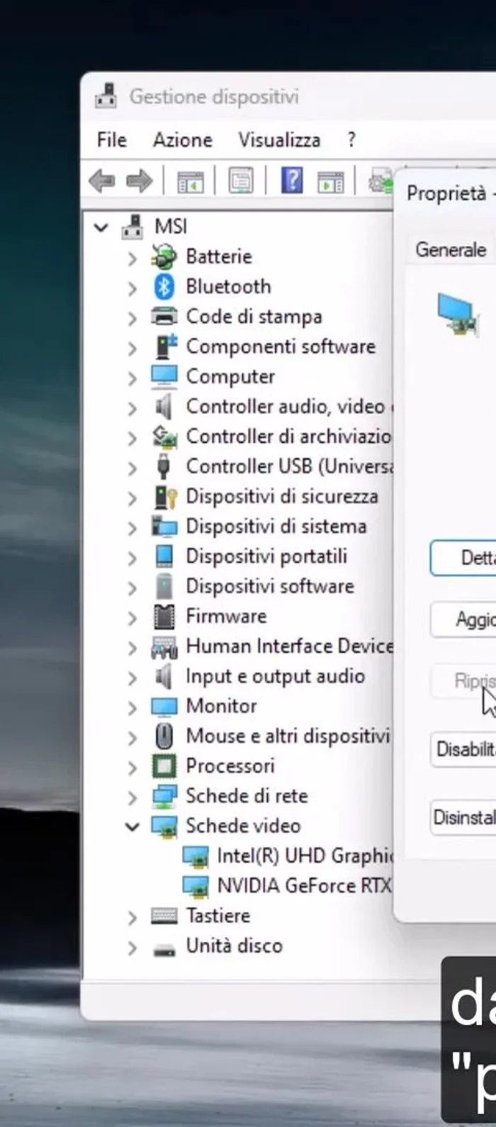 Andare alla scheda "Driver" e cliccare su "Ripristina driver".
