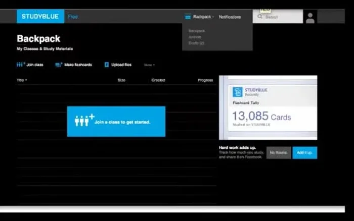 Crea una nuova cartella o scegli la classe esistente dove salvare le flashcards.