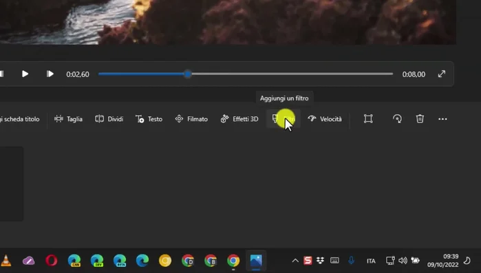 Visualizzare l'anteprima del filtro applicato.
