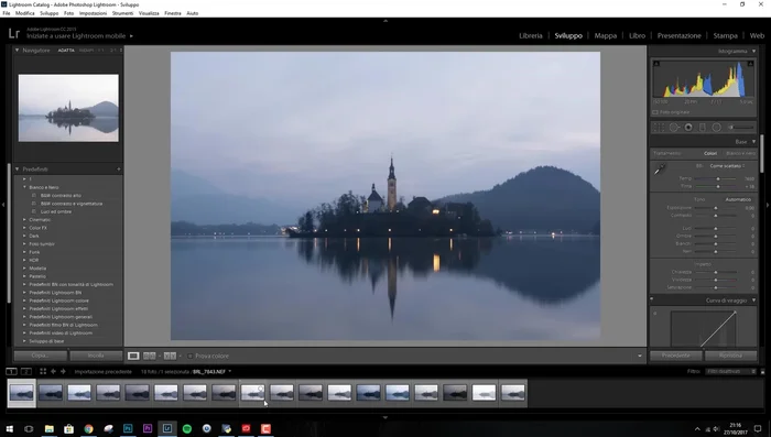 Nel pannello di sviluppo, seleziona tutte le fotografie nella timeline.