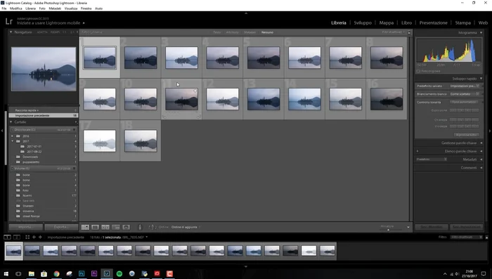 Importa tutte le fotografie in Lightroom.