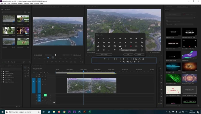 Posizionati nel fotogramma desiderato sulla timeline.