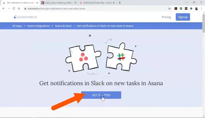 Collega i tuoi account Slack e Asana inserendo le credenziali.