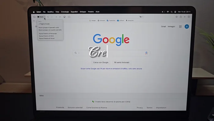 Aggiunta di web app nel Dock