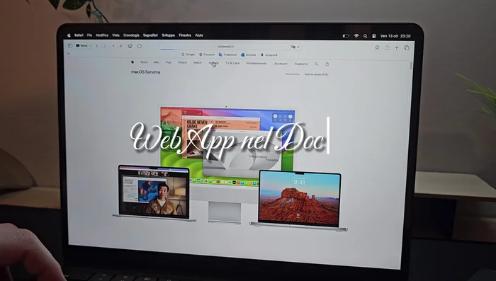 Aggiunta di web app nel Dock