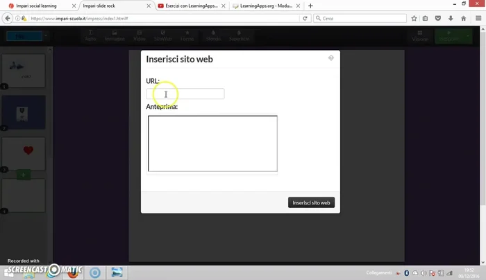 Aggiungere video e link a siti web.